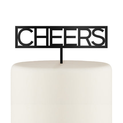 Block Cheers Acrylic Black or White Cake Topper