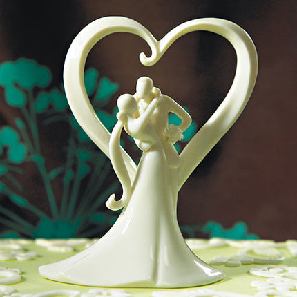 Traditional Porcelain Bride and Groom Wedding Cake Topper