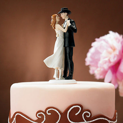 Cowboy's Sweet Western Embrace Wedding Cake Topper