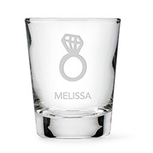 Personalized Diamond Ring Etched Shot Glass