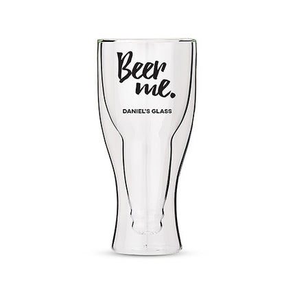 Personalized Double Walled Beer Groomsmans Glass