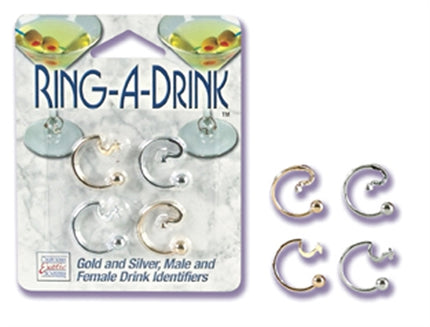 Ring a Drink Gold and Silver Male and Female Drink Identifiers SE2408002