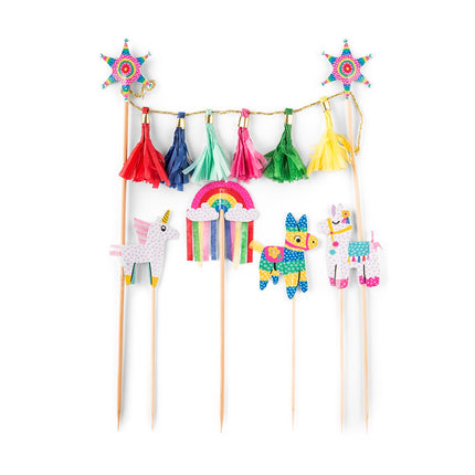 Colorful Fiesta Party Paper Cake & Cupcake Toppers - Set Of 5