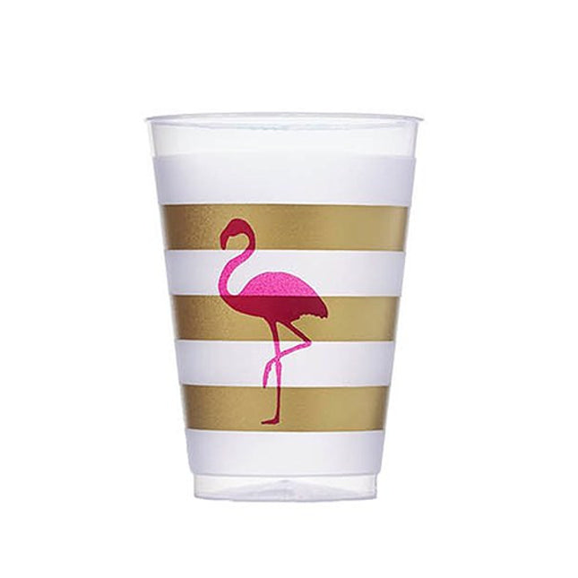 Pink Flamingo Frosted Plastic Cup Party Tumbler (Pack of 10)