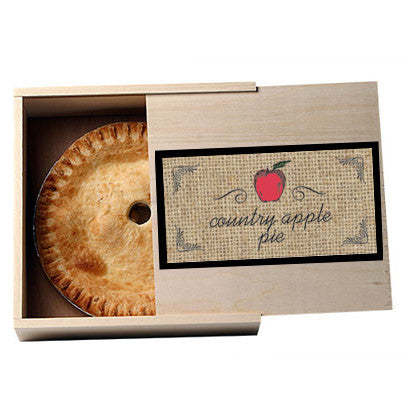 Personalized Apple Fruit Themed Rectangular Sticker, an example of what it would look like on a mini pie box. Box not included.