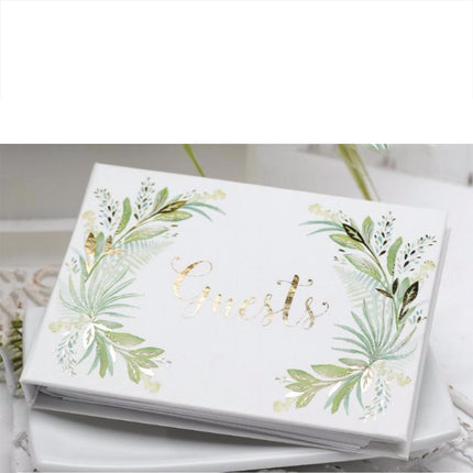 Personalized Green Woodland and Gold Wedding Ceremony Guest Book