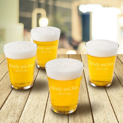 Personalized Solo Cup Style Pint Glass Tumbler - Set of Four