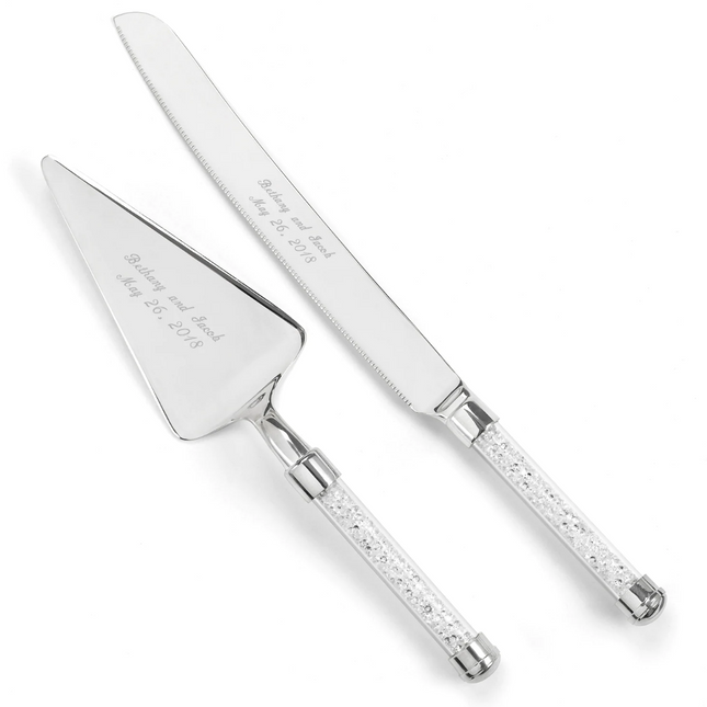 Glittering Beads Personalized Wedding Cake Serving Set