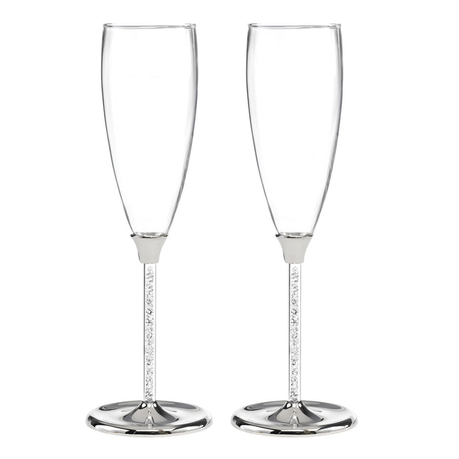 Glittering Beads Wedding Champagne Flute Set