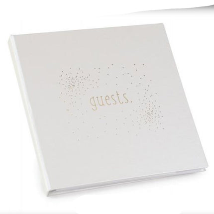 Tiny Dots Gold and White Personalized Wedding Guest Book