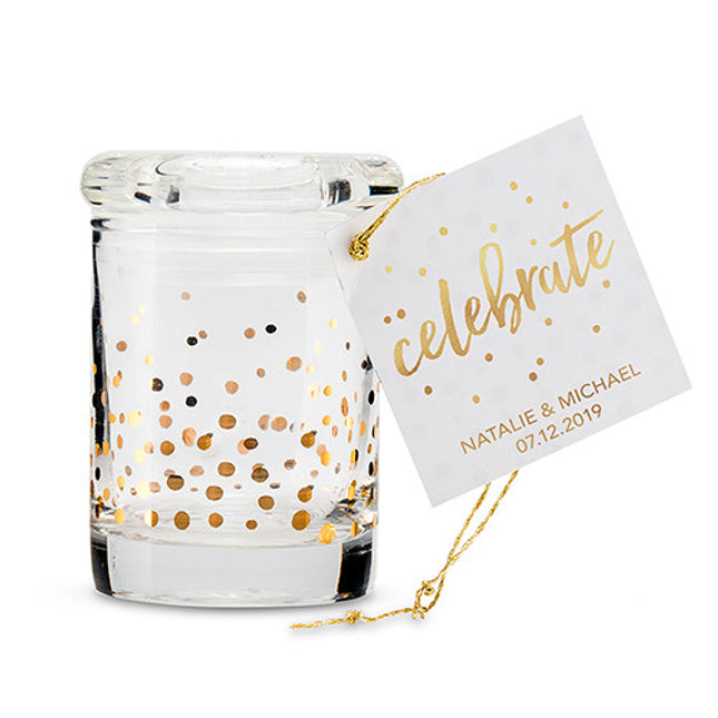 Gold Polka Dot Mini Glass Wedding Party Favor Jar
