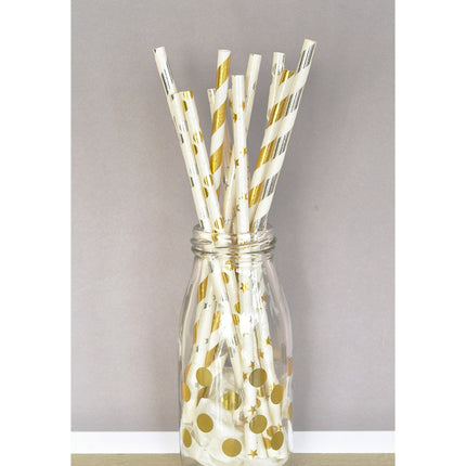 Metallic Gold or Silver Foil Paper Party Straws (Pack of 50)