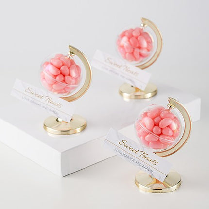 Mini Globe Favor Container  with Pink Jellybeans