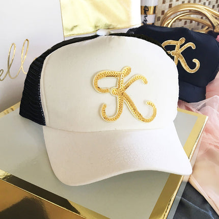 Personalized Metallic Gold Monogram Trucker Hat