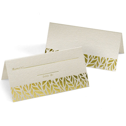 Gold Organic Leaves Wedding Party Place Card (Pack of 25)