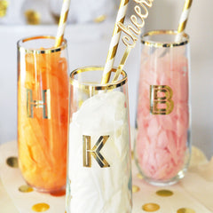 Custom Monogrammed Gold Rimmed Stemless Glass