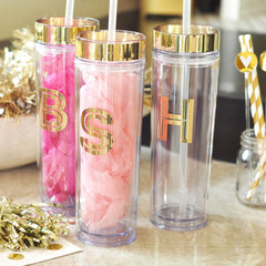 Custom Metallic Gold Monogram Party Tumblers