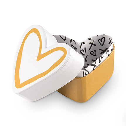 Gold and White Heart + Kisses Favor Box