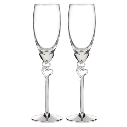 Entwined Hearts Champagne Toast Wedding Glass Set