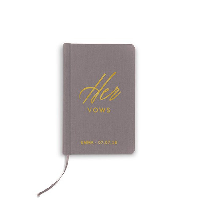 His Hers Linen Wedding Ceremony Vows Journal Book
