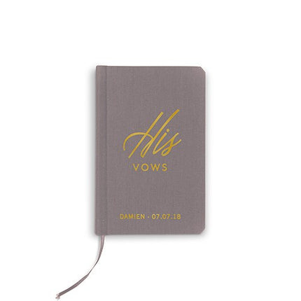 His Hers Linen Wedding Ceremony Vows Journal Book