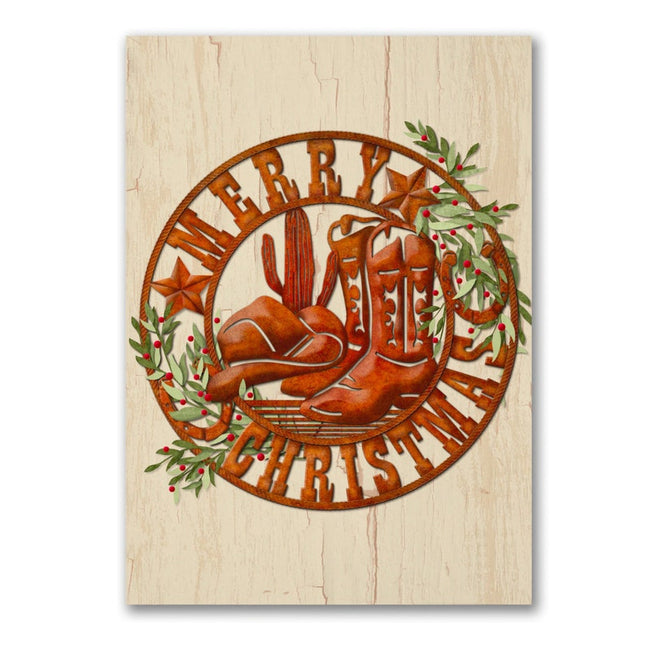 Personalized Christmas Card with Cowboy Boots Christmas Branding (25-Cards)