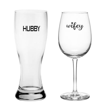 Wifey and Hubby Glass Gift Set