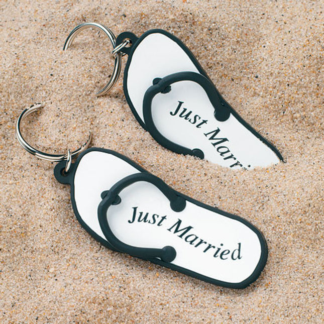 Mini Flip Flop Just Married Key Chain Weddings Favors