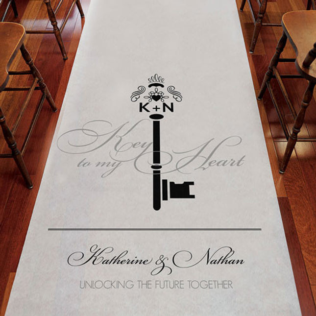 Personalized Key Monogram Wedding Aisle Runner