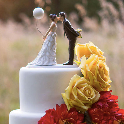 Leaning in for a Kiss - Balloon Wedding Cake Topper