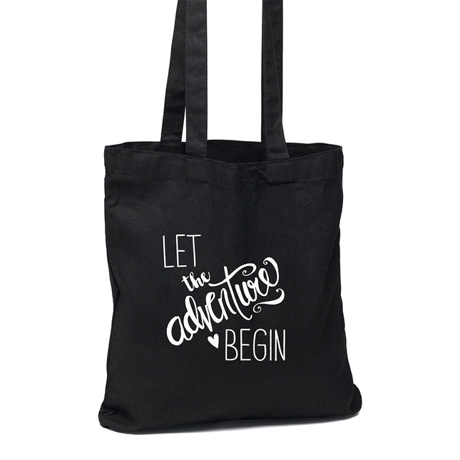 Let the Adventure Begin Black Tote Bag