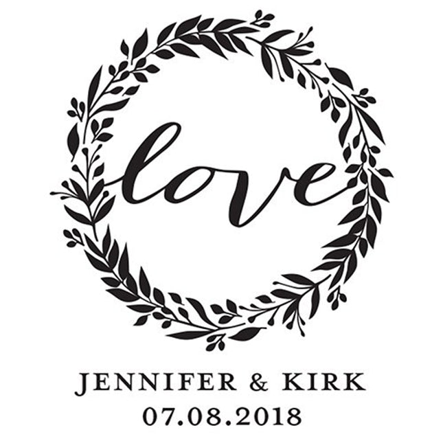 Love Wreath Personalized Rubber Stamp