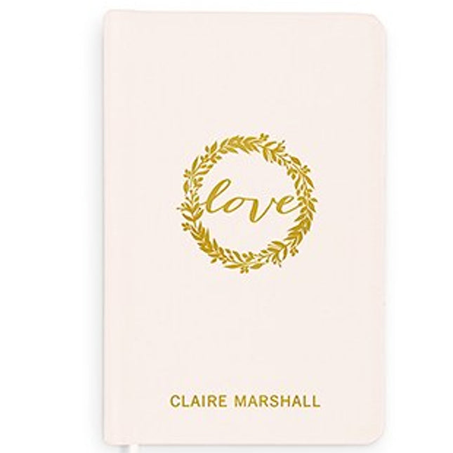 Love Wreath Personalized Linen Wedding Vows Pocket Journal
