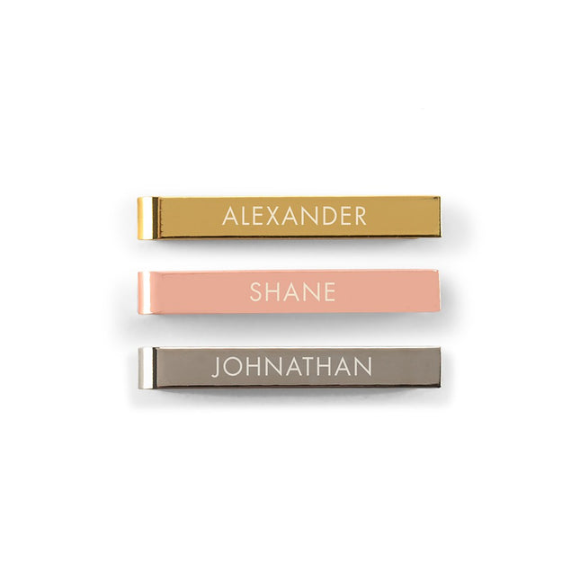Men's Personalized Tie Bar - 7th Anniversary Gift - Copper Tie Clip - Gift  for Him - Nu Gold Tie Bar - Monogram - Groomsmen Gift