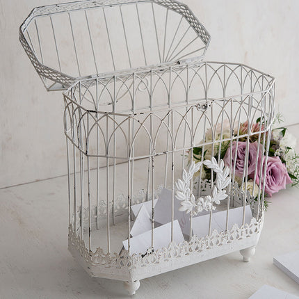 White Wash Metal Decorative Bird Cage in Conservatory Design