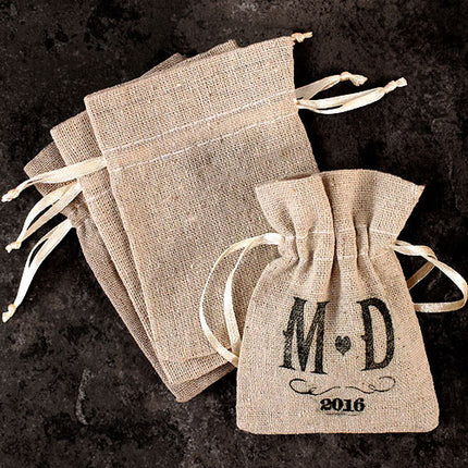 Mini Linen Drawstring Pouch DIY rubber stamping (not included)