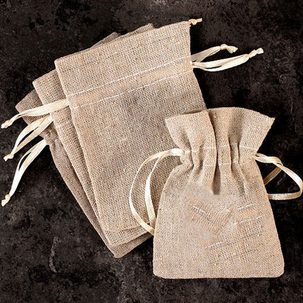 Mini Linen Drawstring Favor Bag (Pack of 12)