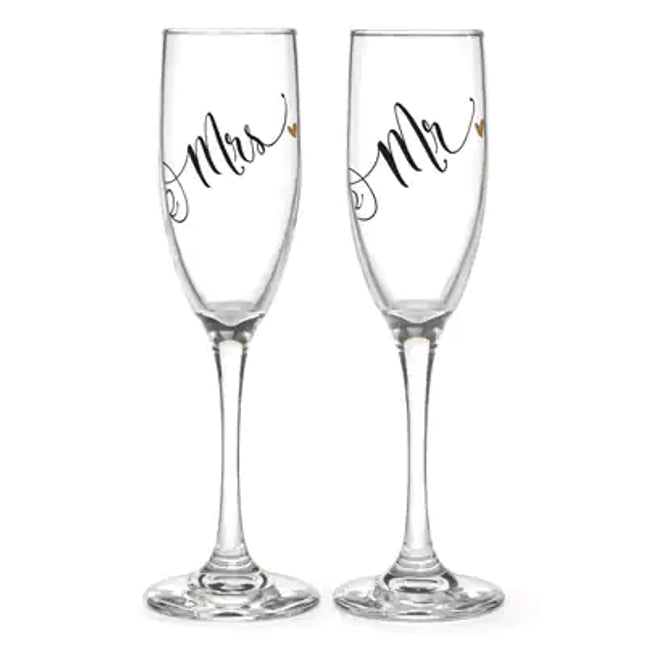 Mr and Mrs Glass Set for Wedding or Anniversary