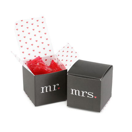Mr. and Mrs. with Hearts Wedding Favor Box (Pack of 25)