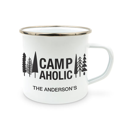 Personalized Campaholic White Enamel Stainless Steel Coffee Mug
