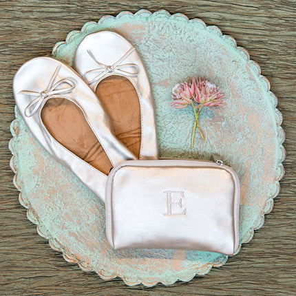 Bride and Bridesmaid's Pocket Shoes with Personalized Bag