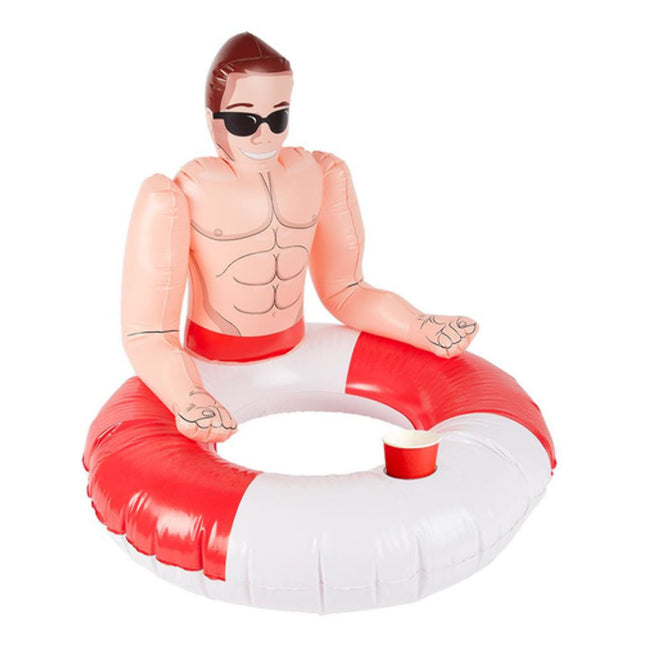 Inflatable Lifeguard Hunk Swim Ring Pool Floatie Party Gag Gift