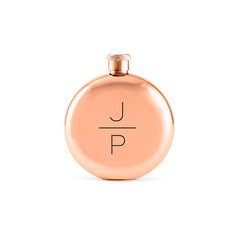 Polished Rose Gold Bride Bridesmaid Flask - Stacked Monogram Etching