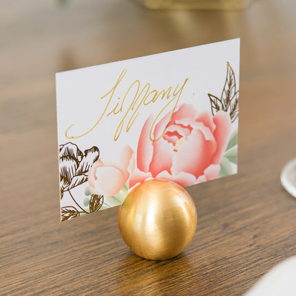 Classic Brushed Gold Round Stationery Place Card Holder (Pack of 8)