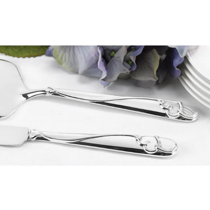 Personalized Silver Heart Wedding Cake Serving Set