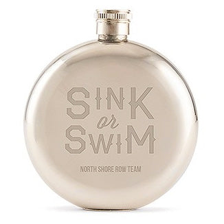 Sink or Swim Personalized Round Silver Hip Flask