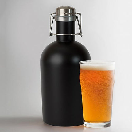Personalized Black Stainless Steel Beer Growler – Diamond Emblem Printing