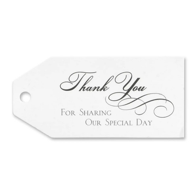 Thank You Favor Cards- White Card with Black Ink (Pack of 25)