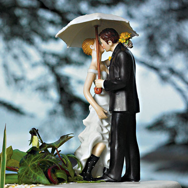 Bride and Groom Umbrella Wedding Cake Topper