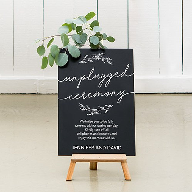 Unplugged Ceremony Personalized Wedding Chalkboard Sign